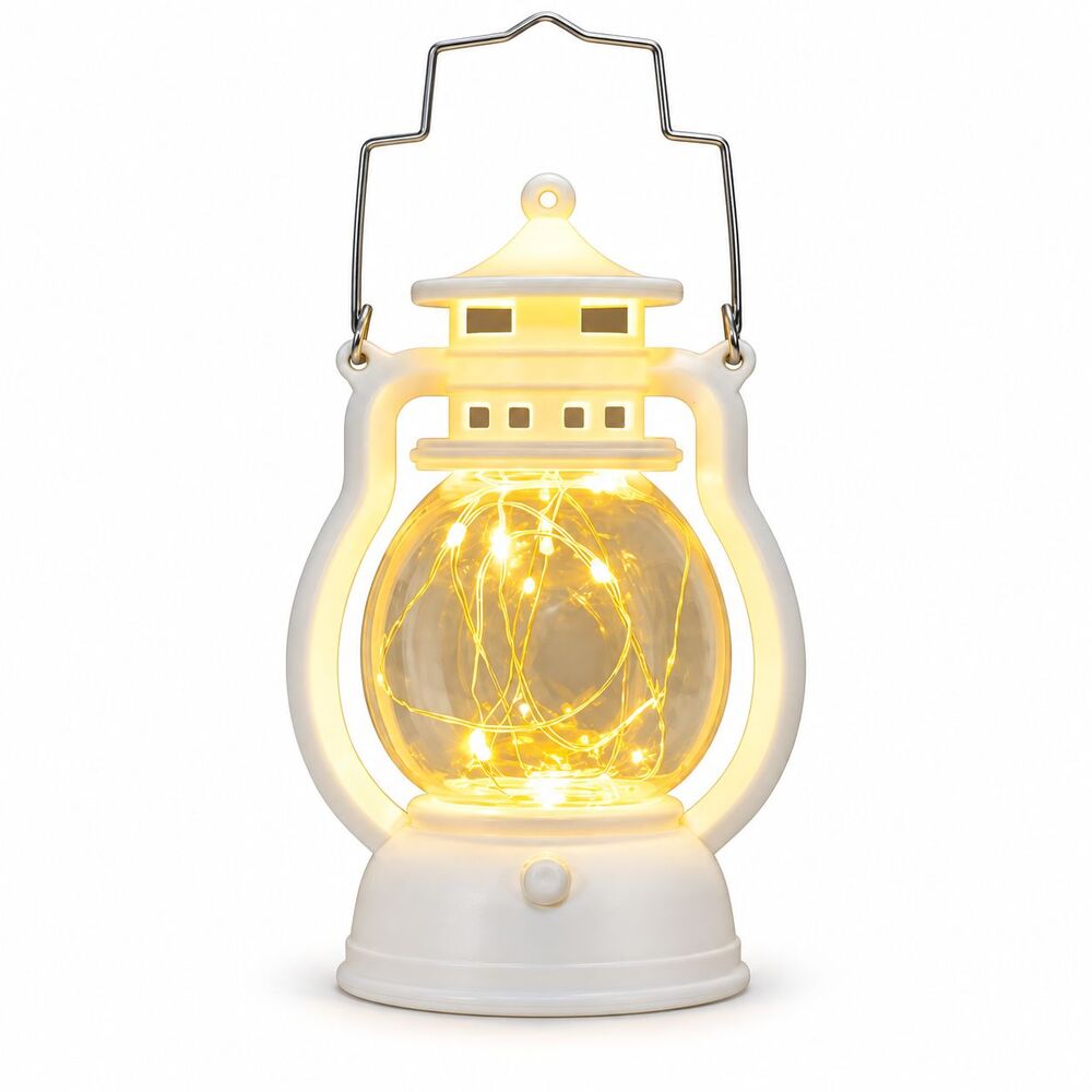White Halloween Mini Trick or Treat Vintage Style LED Battery Lantern NEW
